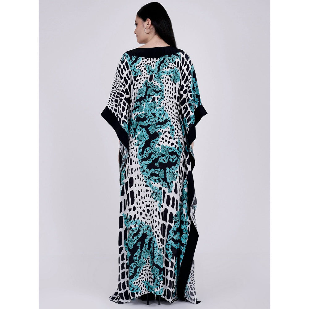 First Resort by Ramola Bachchan Blue Baroque Full Length Kaftan