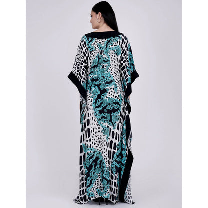 First Resort by Ramola Bachchan Blue Baroque Full Length Kaftan