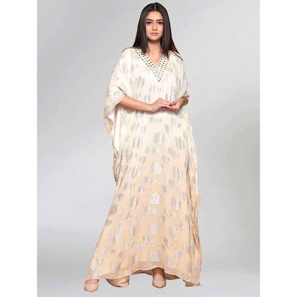 First Resort by Ramola Bachchan Ivory Ombre Full Length Kaftan