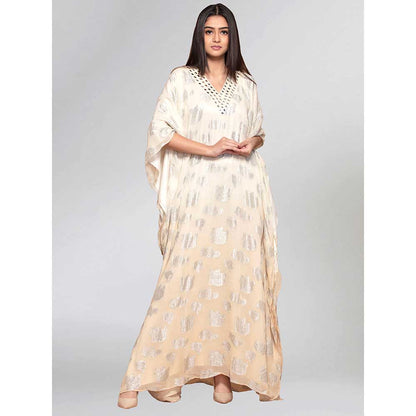 First Resort by Ramola Bachchan Ivory Ombre Full Length Kaftan
