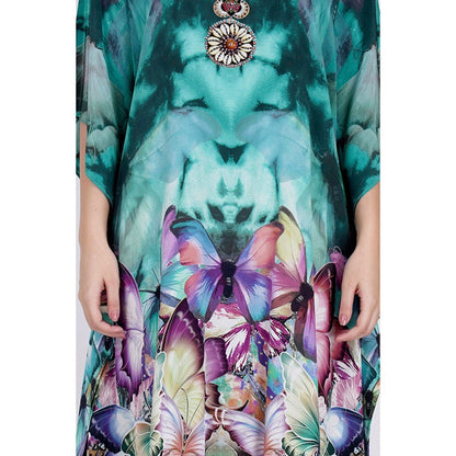 First Resort by Ramola Bachchan Multicoloured Embellished Silk Full Length Kaftan