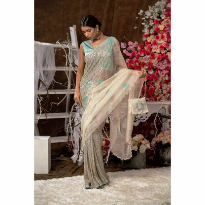 Farha Syed Multi- Colour Saree with Semi-Stitched Blouse