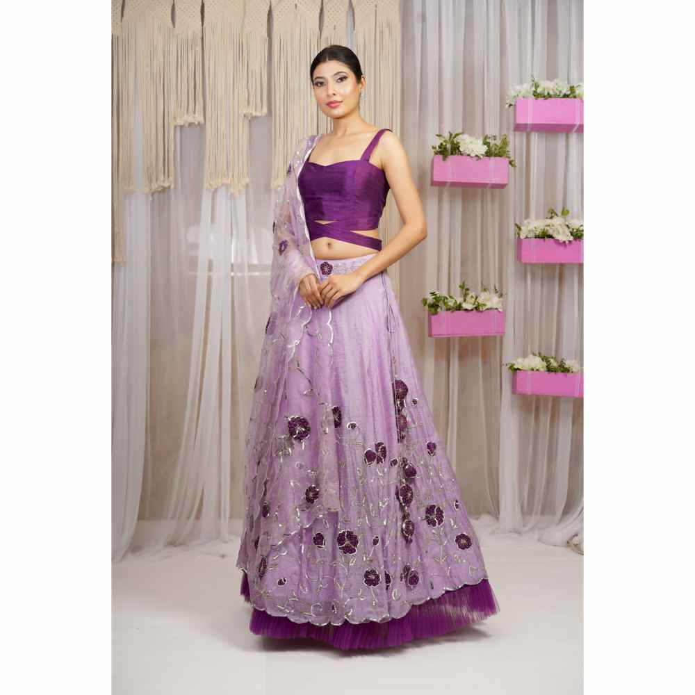 Farha Syed 3 Piece Hand Embroidered Blouse with Lehenga Skirt & Dupatta (Set of 3)