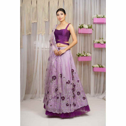 Farha Syed 3 Piece Hand Embroidered Blouse with Lehenga Skirt & Dupatta (Set of 3)