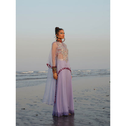 Gopi Vaid Lilac Tasneem Cape (Set of 3)