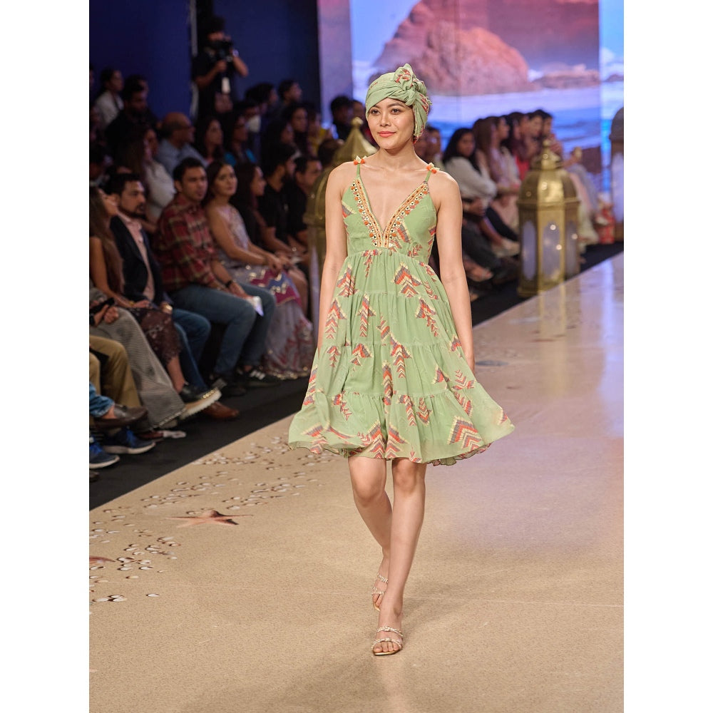 Gopi Vaid Talia Mint Green Short Dress