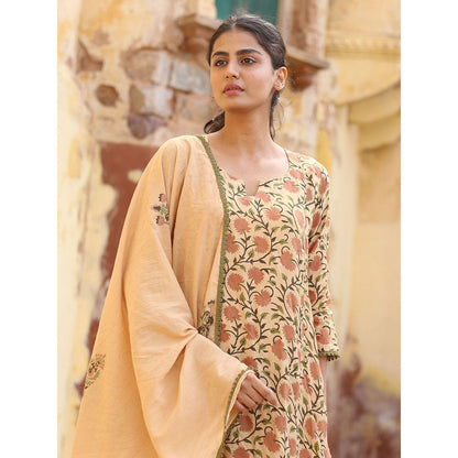 Gulabo Jaipur Beige Gular Kurta With Pant And Dupatta (Set Of 3)