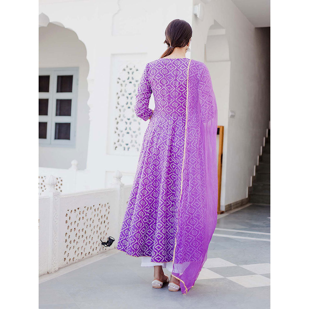 Gulabo Jaipur Baruni Purple Anarkali Kurta And Pant With Dupatta (Set of 3)