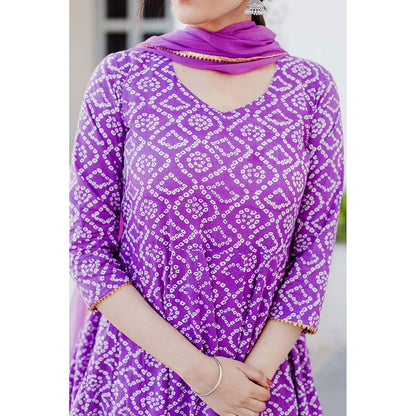 Gulabo Jaipur Baruni Purple Anarkali Kurta And Pant With Dupatta (Set of 3)