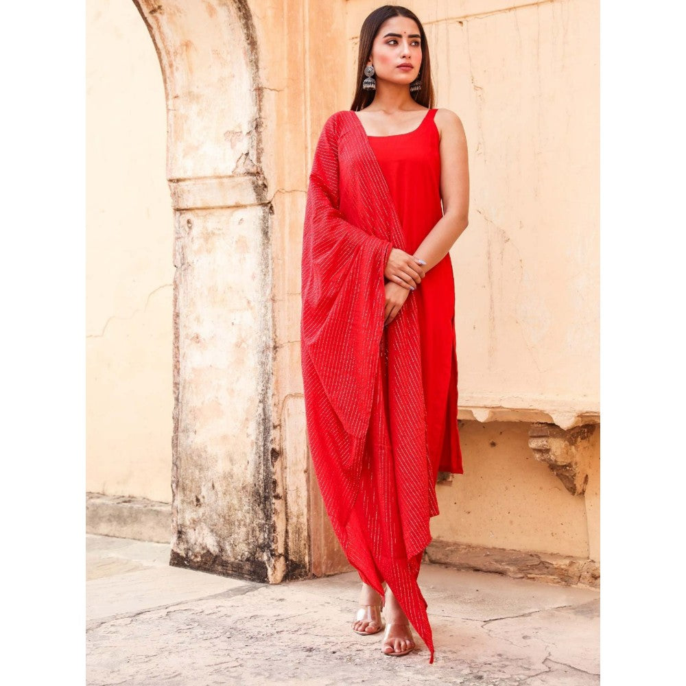 Gulabo Jaipur Noori Red Straight Set (Set of 3)