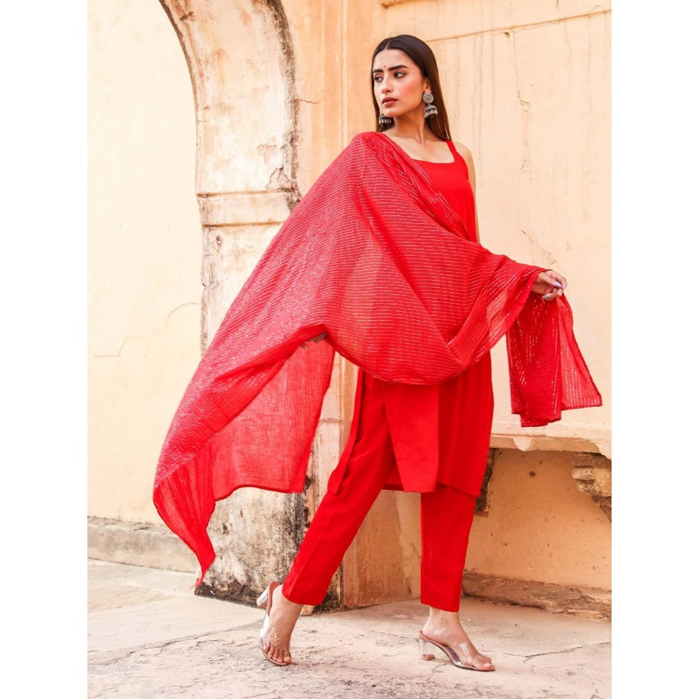 Gulabo Jaipur Noori Red Straight Set (Set of 3)