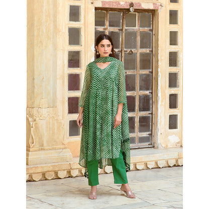 Gulabo Jaipur Rang Green Straight Kurta And Pant With Inner & Dupatta (Set Of 4)