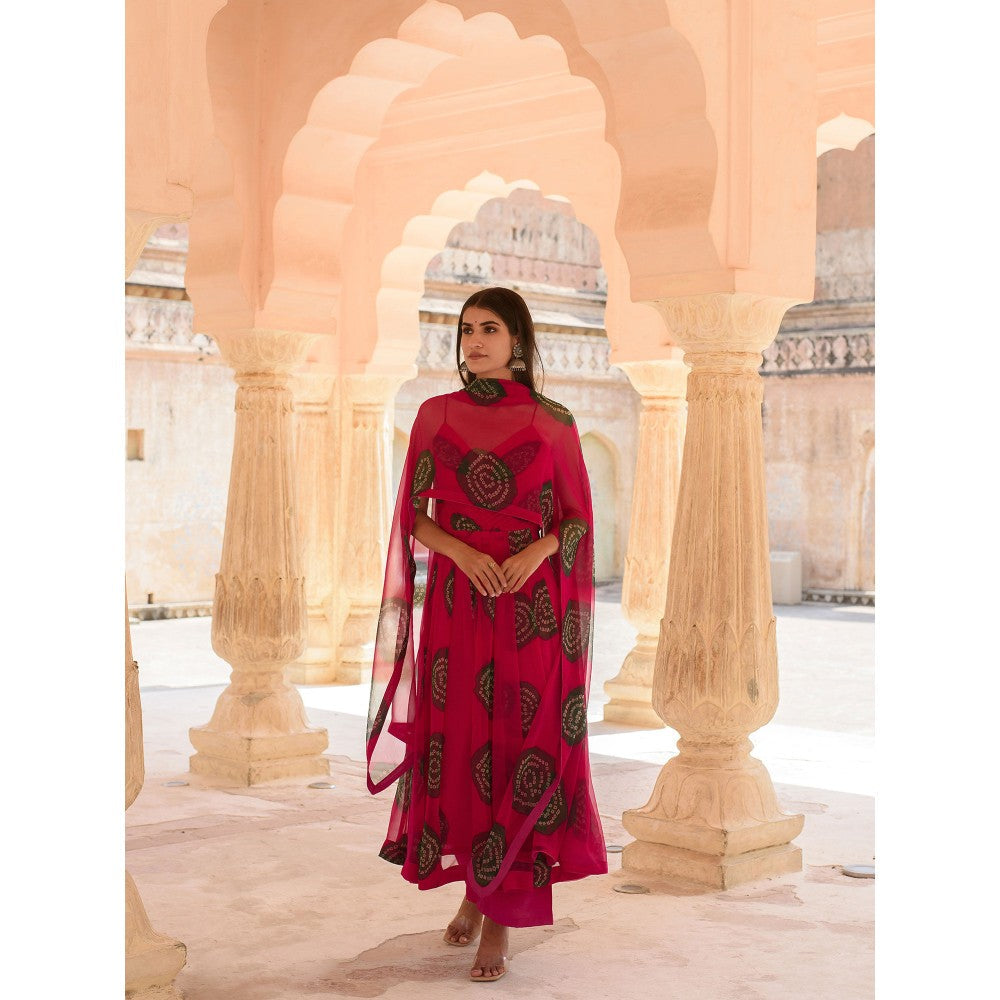 Gulabo Jaipur Ehsaas Rani Anarkali And Pant With Dupatta (Set Of 3)