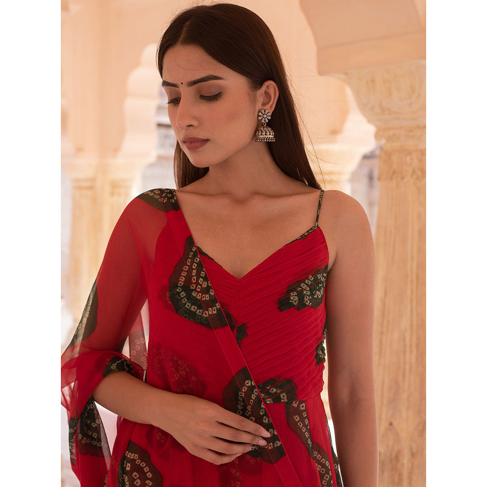 Gulabo Jaipur Ehsaas Red Anarkali And Pant With Dupatta (Set Of 3)