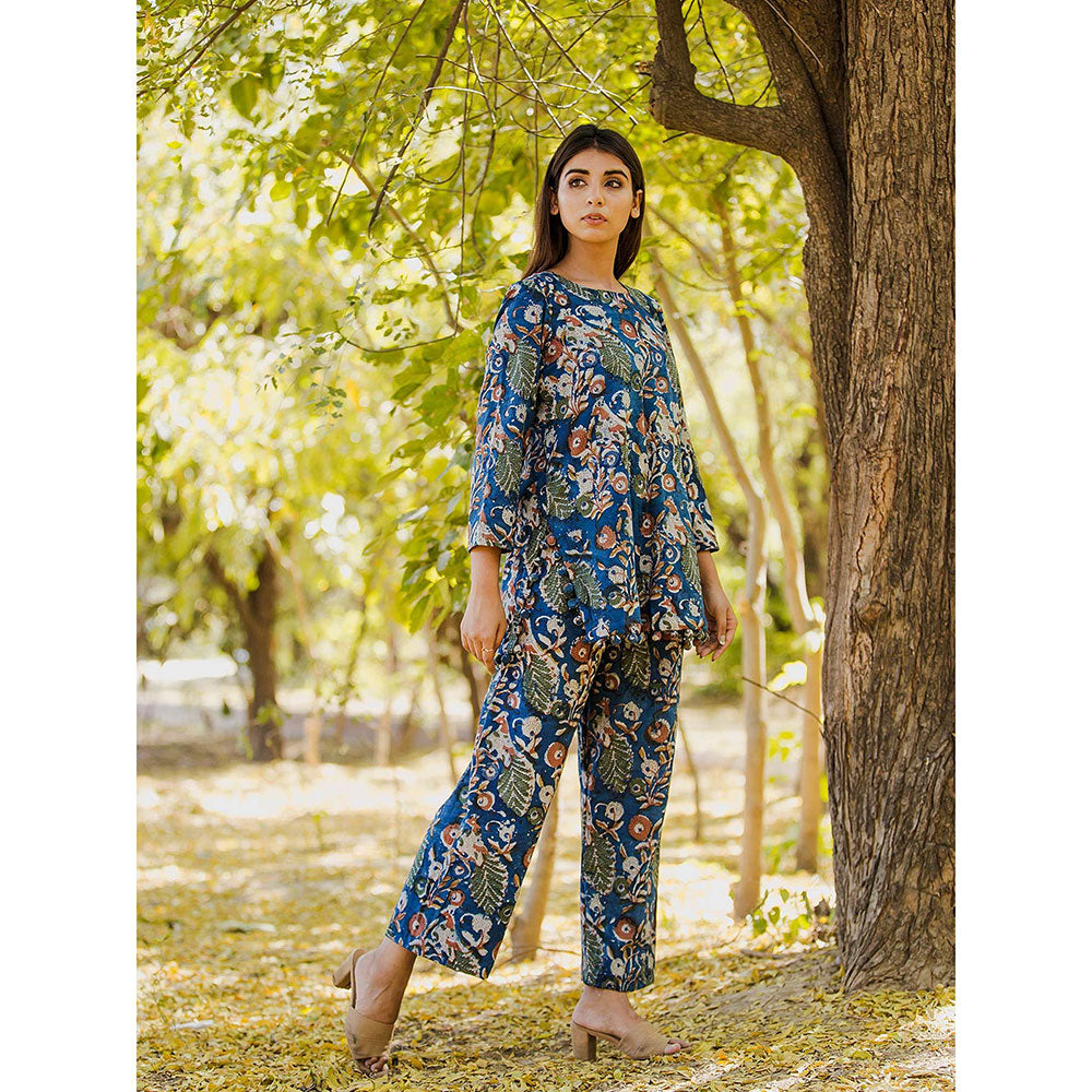 Gulabo Jaipur Morbagh Blue Kurta And Pant (Set Of 2)
