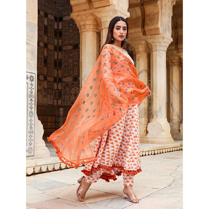 Gulabo Jaipur Padmini Orange And Pant With Dupatta (Set of 3)