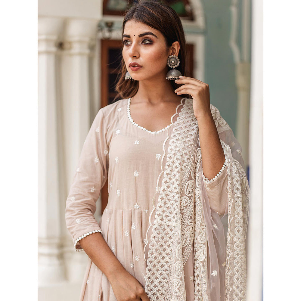 Gulabo Jaipur Grey Hai rat Anarkali With Pant And Dupatta (Set Of 3)