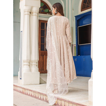 Gulabo Jaipur Grey Hai rat Anarkali With Pant And Dupatta (Set Of 3)