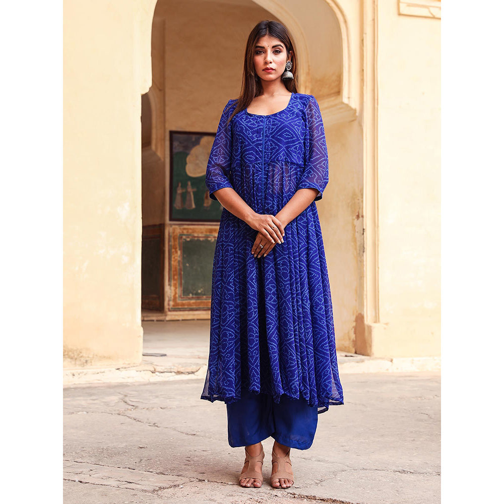 Gulabo Jaipur Blue Janhvi Anarkali And Pant (St Of 2)