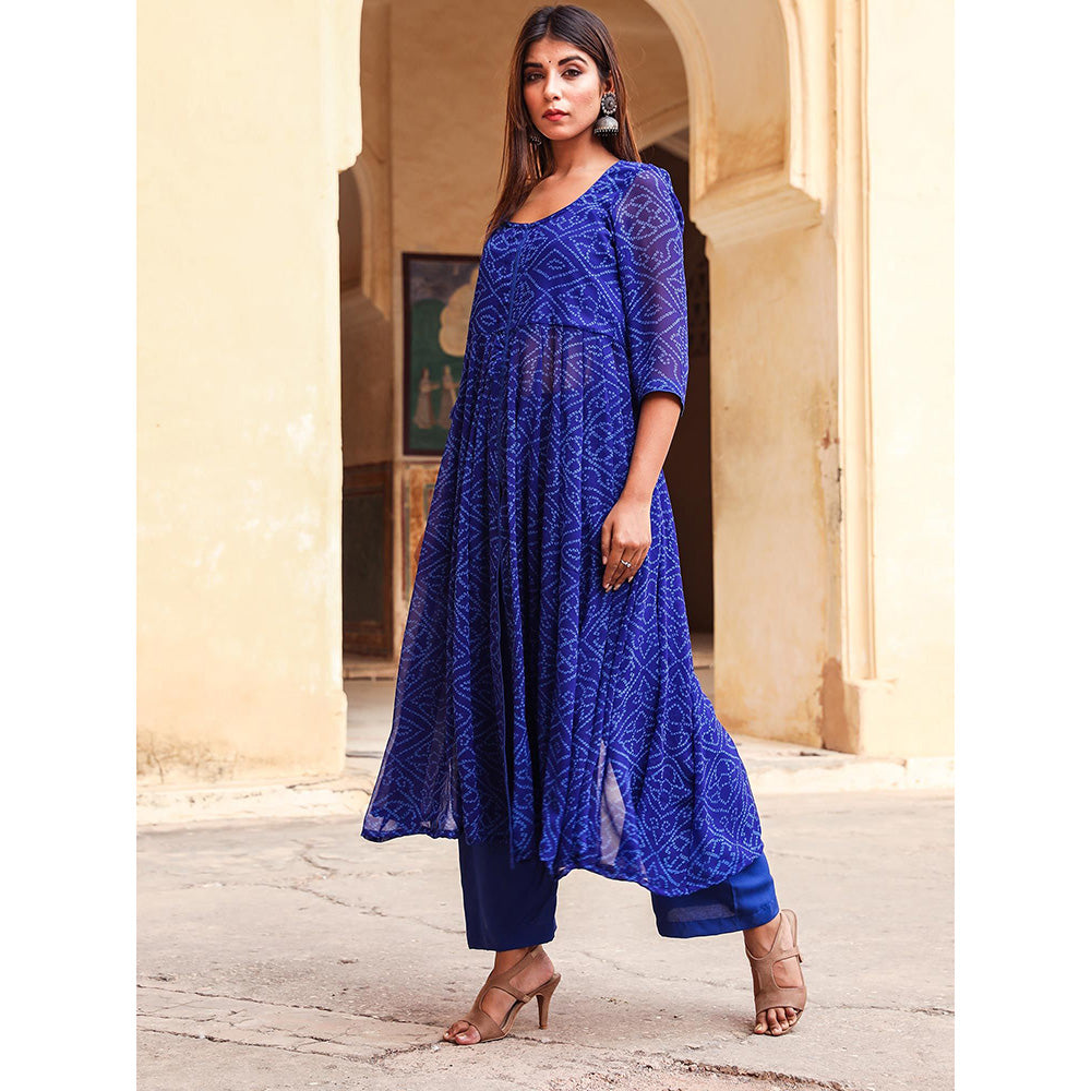 Gulabo Jaipur Blue Janhvi Anarkali And Pant (St Of 2)
