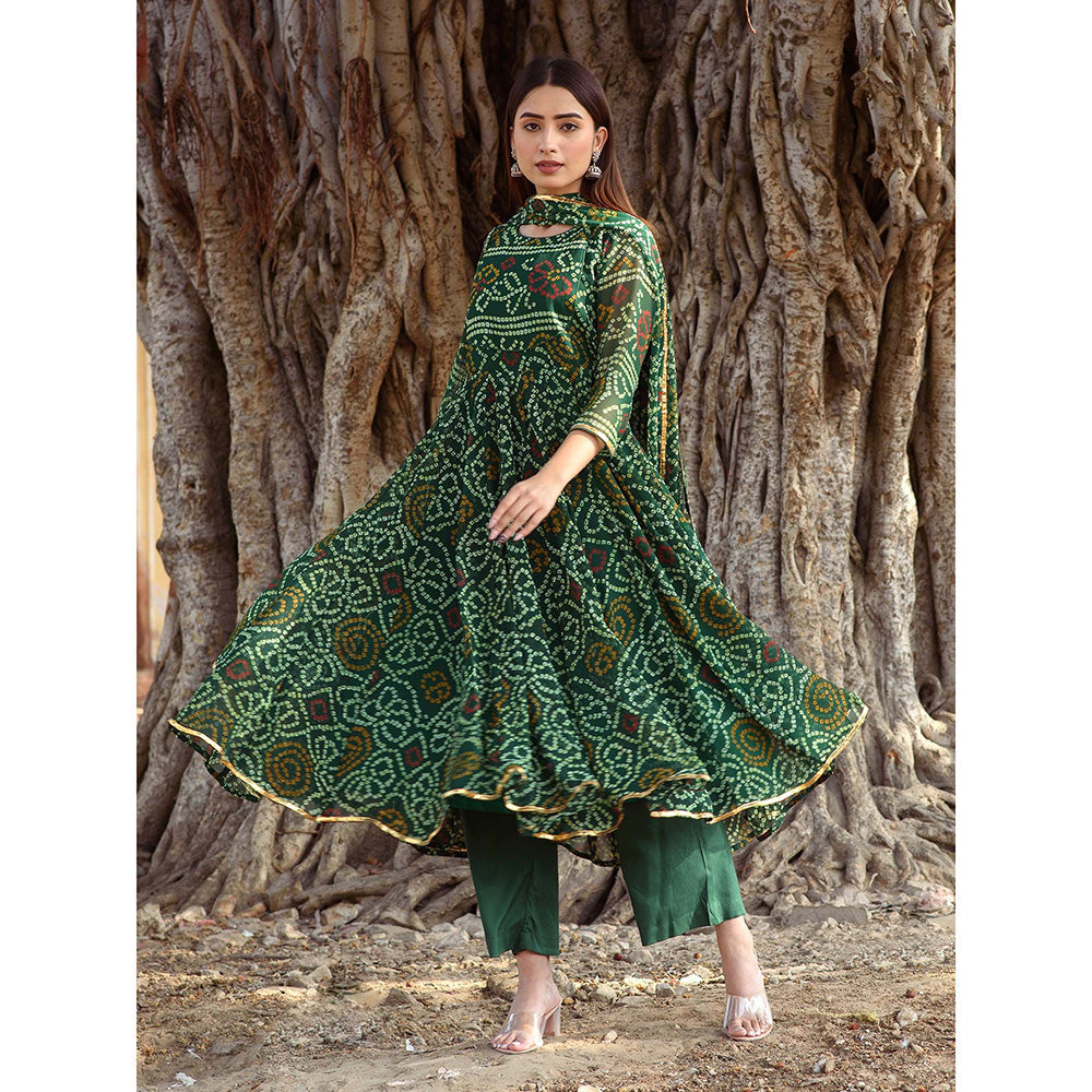 Gulabo Jaipur Naaz Green Anarkali (Set of 3)