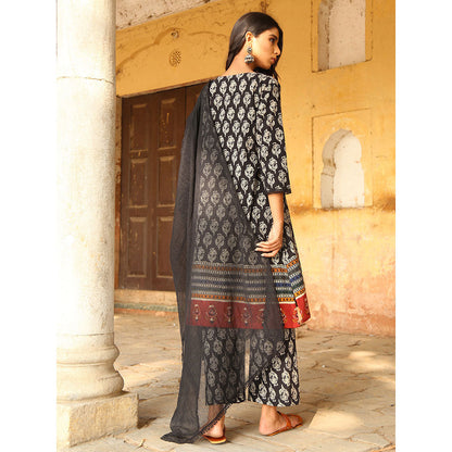 Gulabo Jaipur Black Medha Kurta With Pant And Dupatta (Set Of 3)