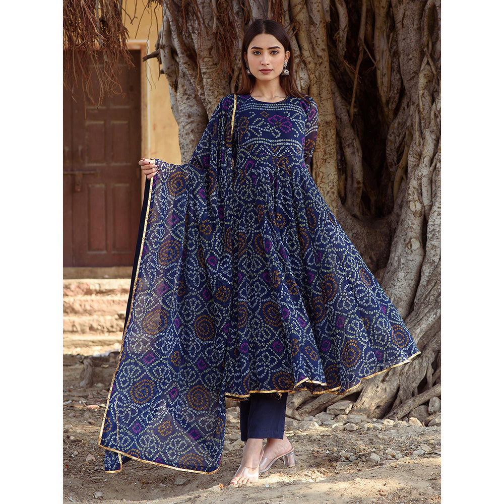 Gulabo Jaipur Blue Naaz Anarkali With Pant And Dupatta (Set Of 3)