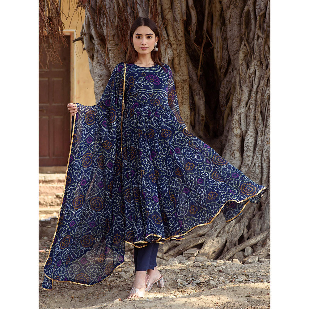 Gulabo Jaipur Blue Naaz Anarkali With Pant And Dupatta (Set Of 3)