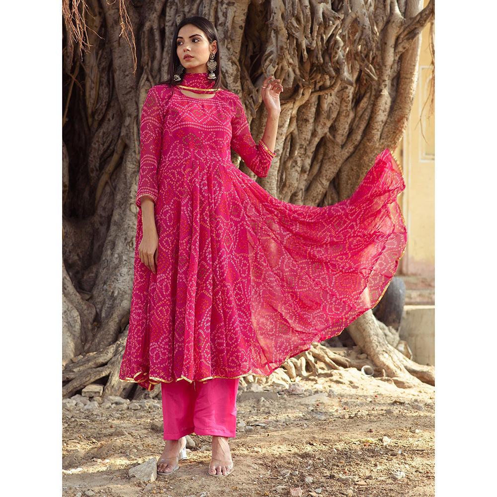 Gulabo Jaipur Pink Naaz Anarkali With Pant And Dupatta (Set Of 3)
