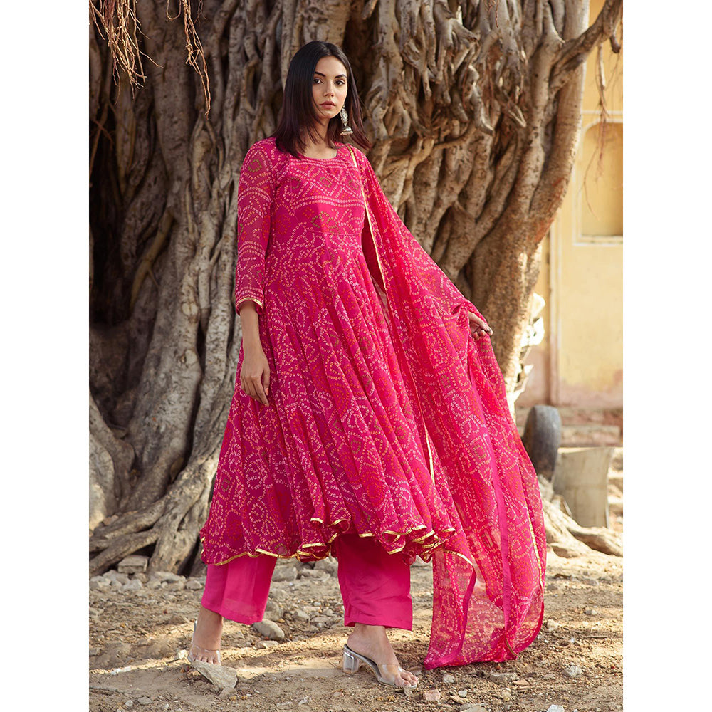 Gulabo Jaipur Pink Naaz Anarkali With Pant And Dupatta (Set Of 3)