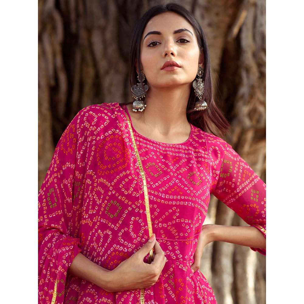 Gulabo Jaipur Pink Naaz Anarkali With Pant And Dupatta (Set Of 3)