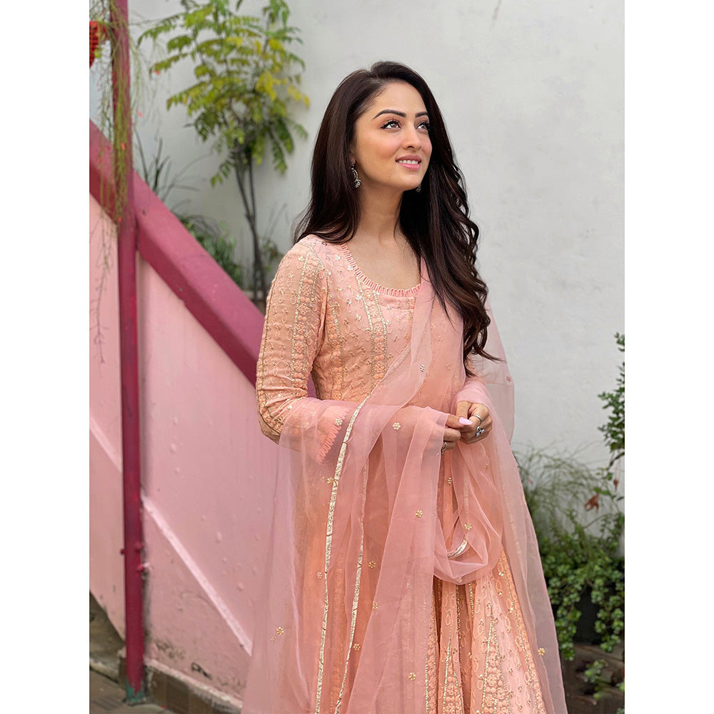 Gulabo Jaipur Peach Nisa Anarkali With Pant And Dupatta (Set Of 3)