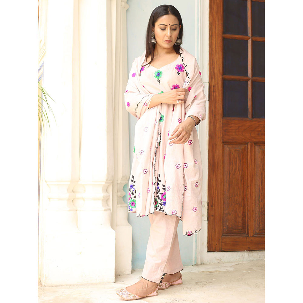 Gulabo Jaipur Pink Poppy Kurta With Pant And Dupatta (Set Of 3)