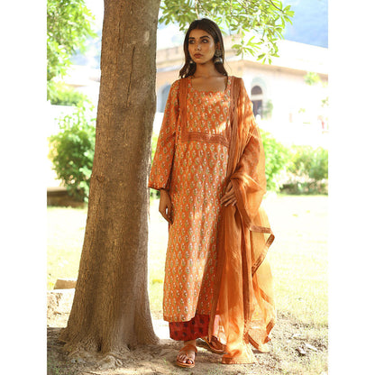 Gulabo Jaipur Orange Sidraa Kurta With Pant And Dupatta (Set Of 3)