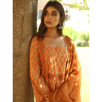Gulabo Jaipur Orange Sidraa Kurta With Pant And Dupatta (Set Of 3)