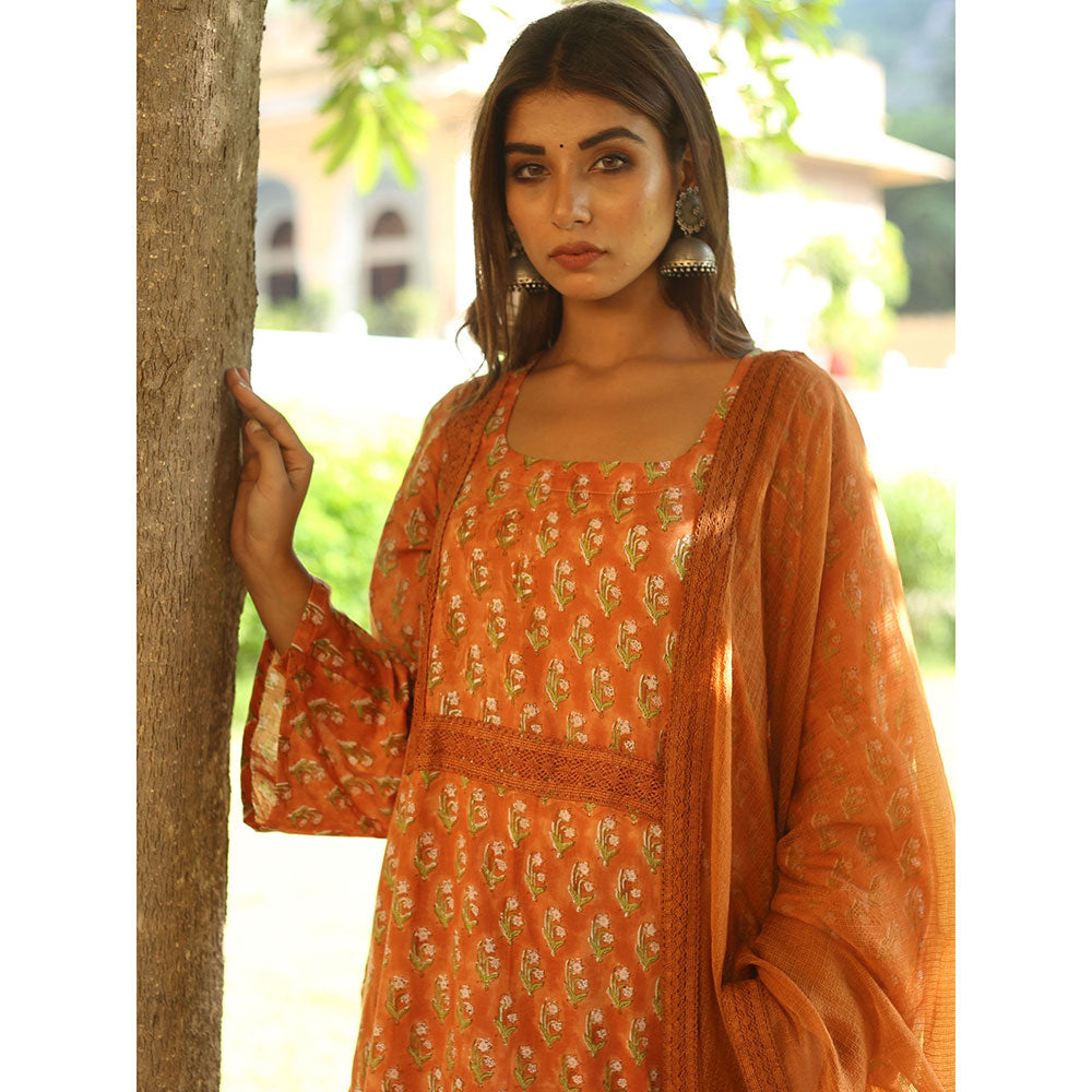 Gulabo Jaipur Orange Sidraa Kurta With Pant And Dupatta (Set Of 3)