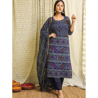 Gulabo Jaipur Blue Georgette Kurta With Cotton Pant & Dupatta (Set of 3)
