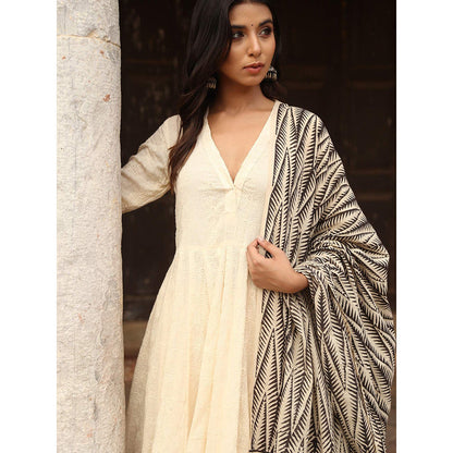 Gulabo Jaipur Maya Off White Chikan Kurta With Pant & Cotton Dupatta (Set of 3)