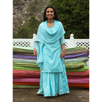 Gulaal Neelan Blue Kurta-Skirt (Set of 3)