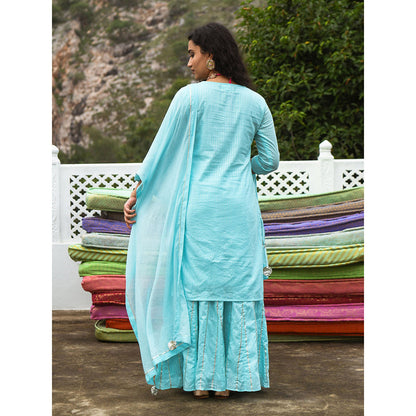 Gulaal Neelan Blue Kurta-Skirt (Set of 3)