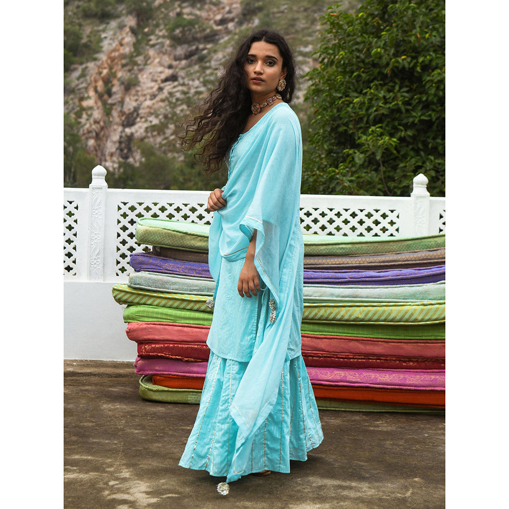 Gulaal Neelan Blue Kurta-Skirt (Set of 3)