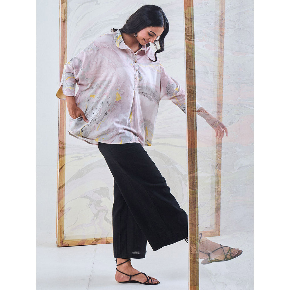 Gulaal Black & Yellow Marble Loose Fit Top
