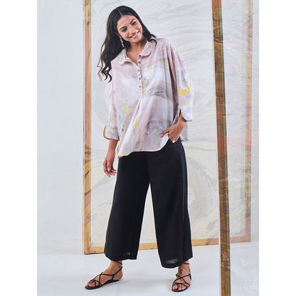 Gulaal Black & Yellow Marble Loose Fit Top