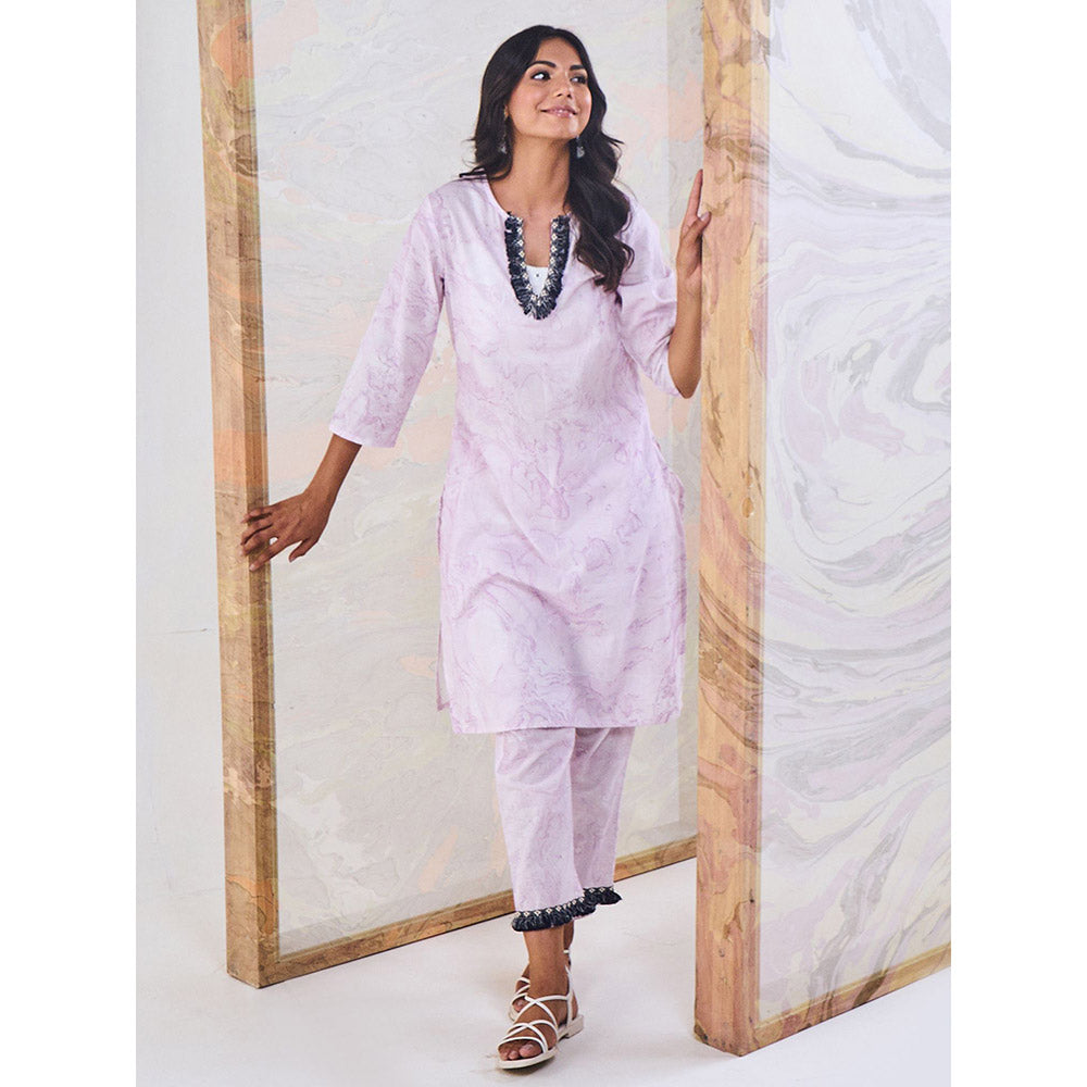 Gulaal Purple Marble Kurta