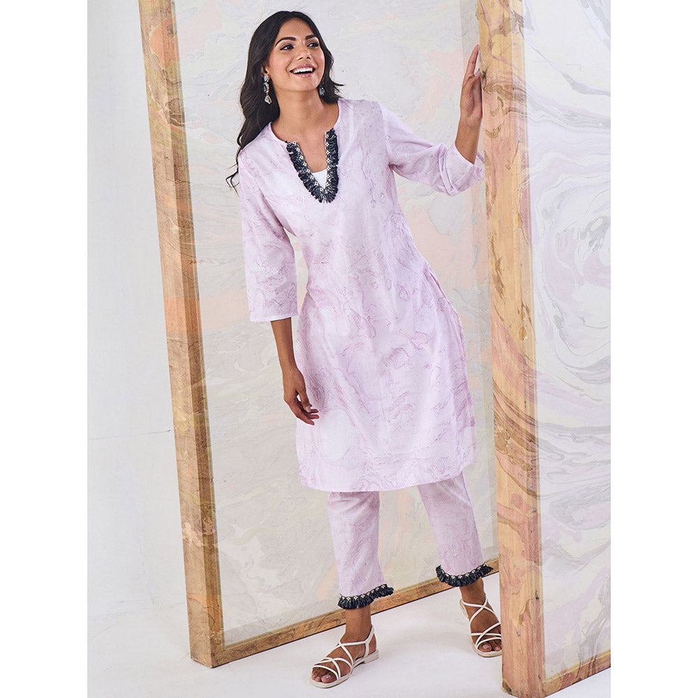 Gulaal Purple Marble Kurta