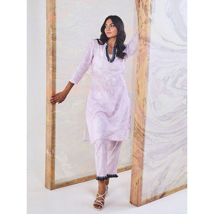Gulaal Purple Marble Kurta-Pant (Set of 3)