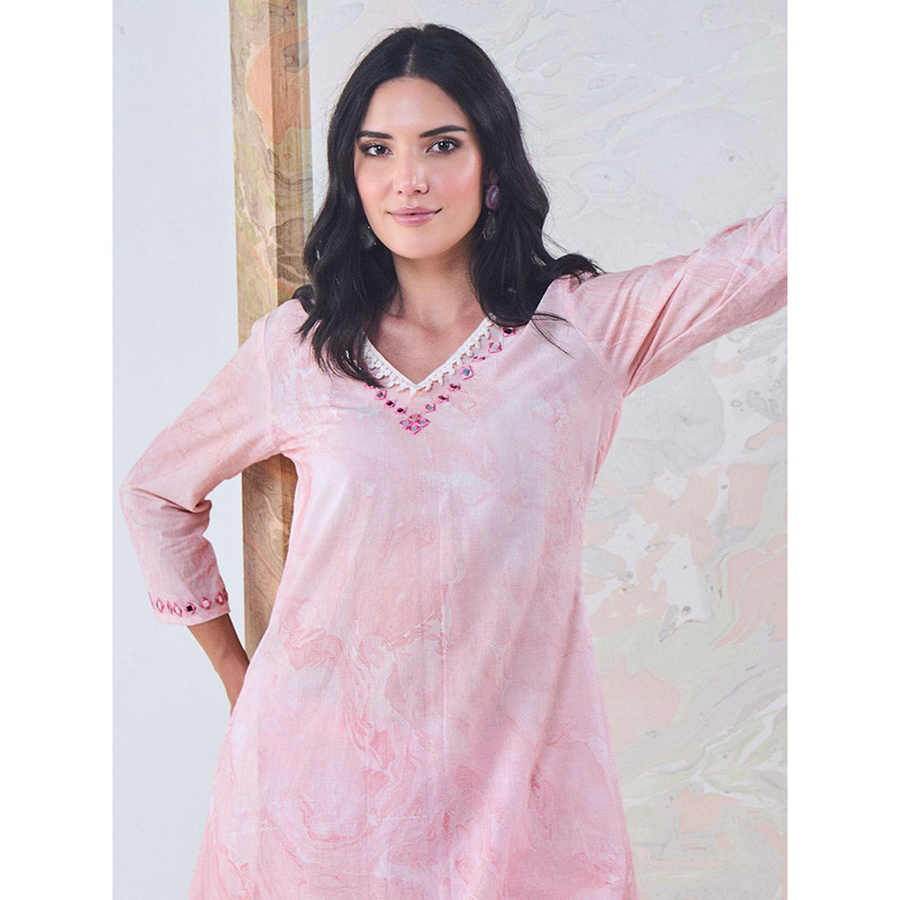 Gulaal Pink Marble Kurta-Palazzo (Set of 2)