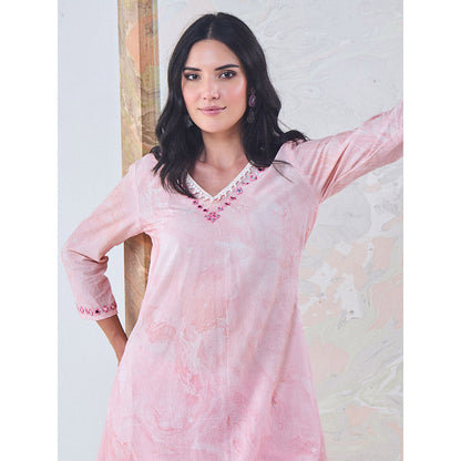 Gulaal Pink Marble Kurta-Palazzo (Set of 2)