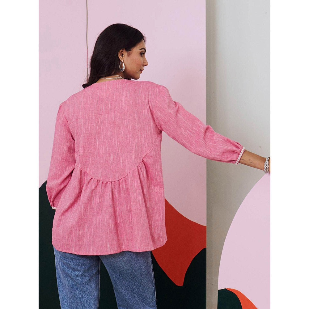 Gulaal Pakhi Pink Mirror Embroidered Top