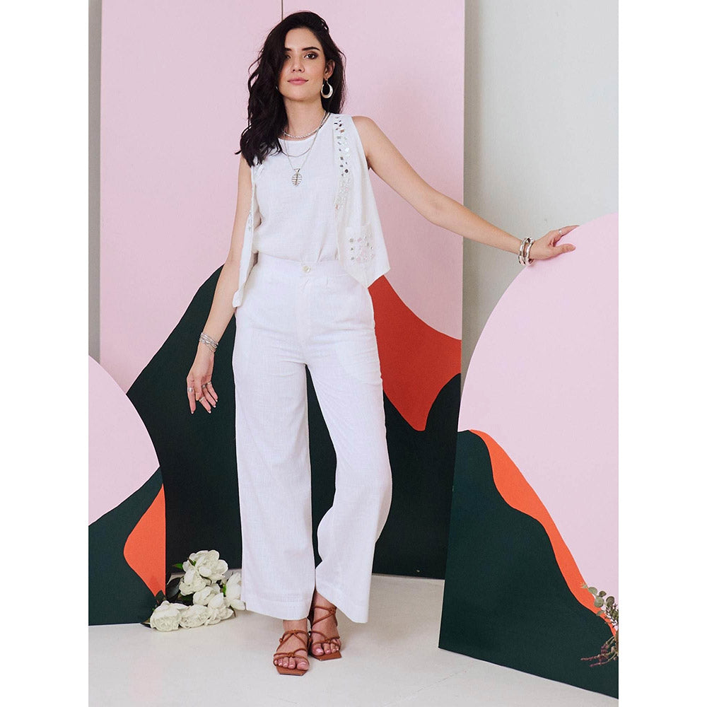 Gulaal Aaina White Mirror Embroidered Waist Coat